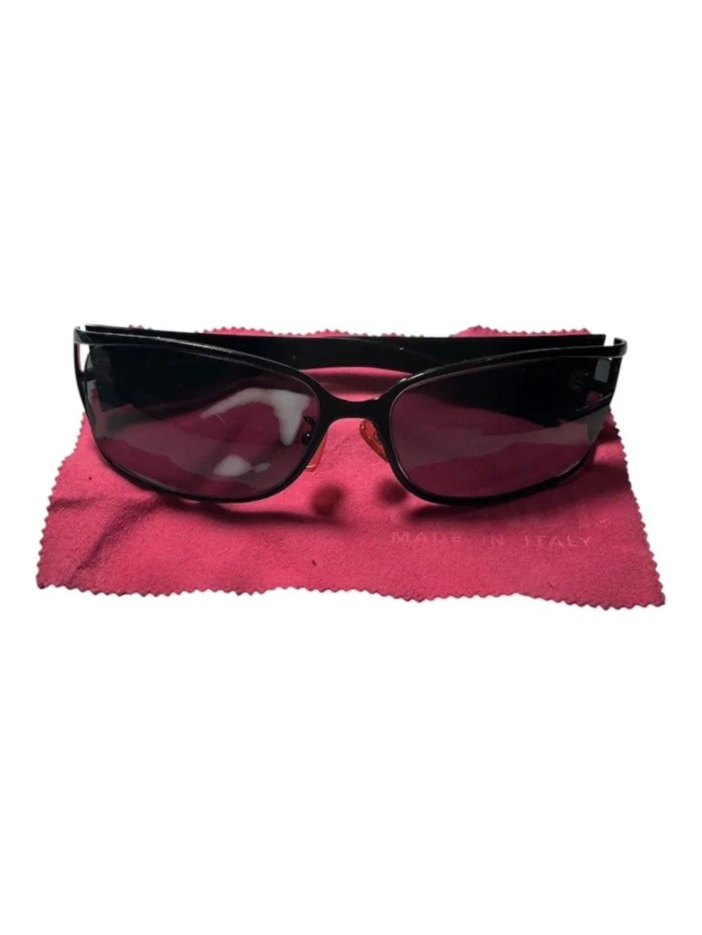 Fendi Zucca Shield Sunglasses Black Gray Logo Temples Made in Italy w/ Case